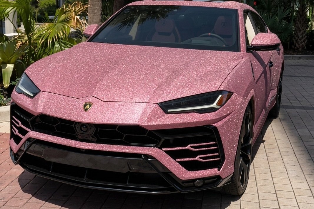 World’s first Lamborghini Urus in pink diamond finish shimmers in sunlight